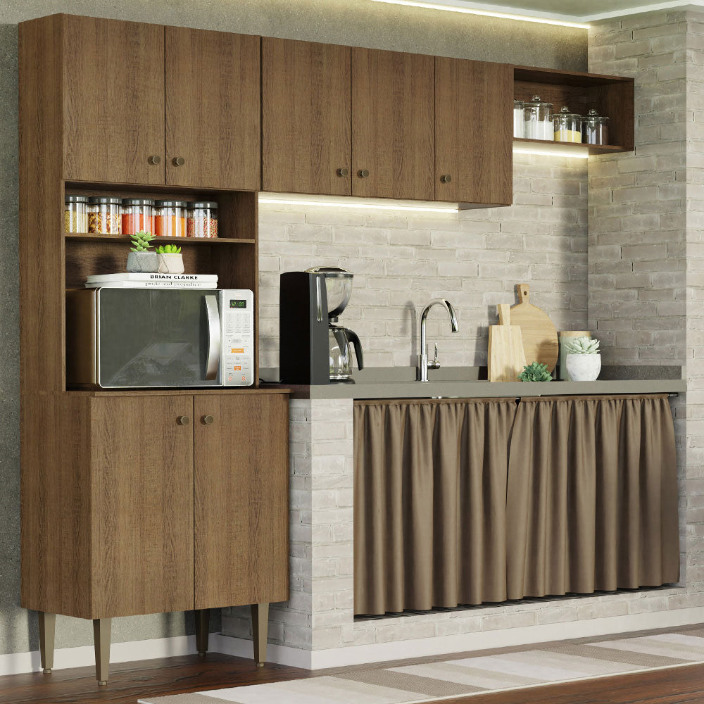 Combo completo de Cocina 235 cm Marrón Gourmet Madesa