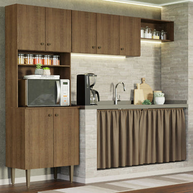 Combo completo de Cocina 235 cm Marrón Gourmet Madesa