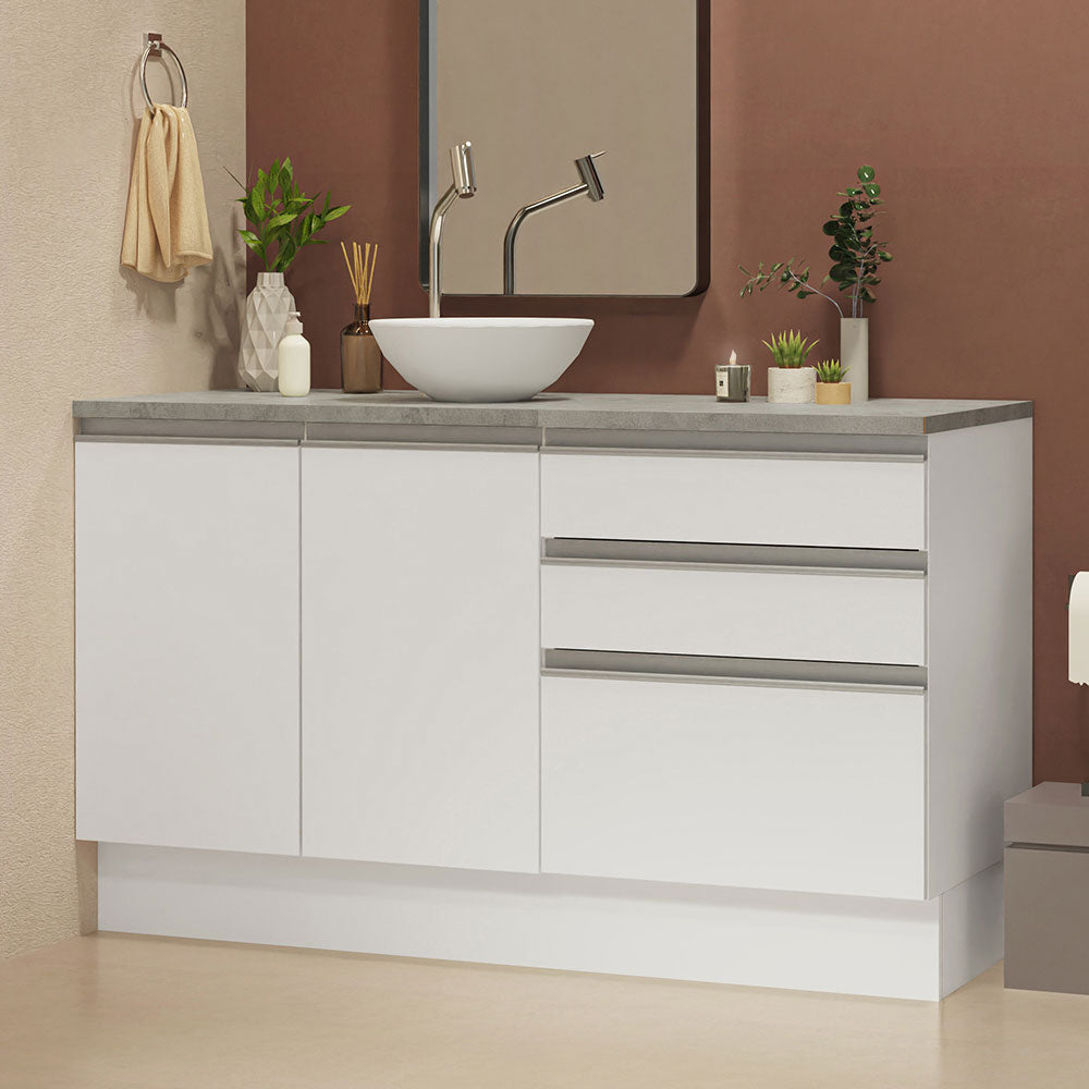 Bajo Mesada para Baño 140cm 2 Puetas 3 Cajones Blanco Madesa