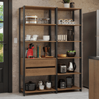 Estante Multiuso para Cocina 129 cm 2 Cajones Marrón/Negro Madesa