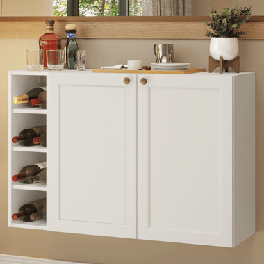Aparador Vajillero con Bodega para botellas 100 cm 2 Puertas Blanco Vik 16 Madesa