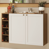 Aparador Vajillero con Bodega para botellas 100cm 2 Puertas Marrón/Blanco Vik 16