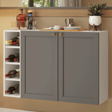 Aparador Vajillero con Bodega para botellas 100cm 2 Puertas Blanco/Gris Vik 16
