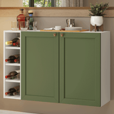 Aparador Vajillero con Bodega para botellas 100cm 2 Puertas Blanco/Verde Vik 16