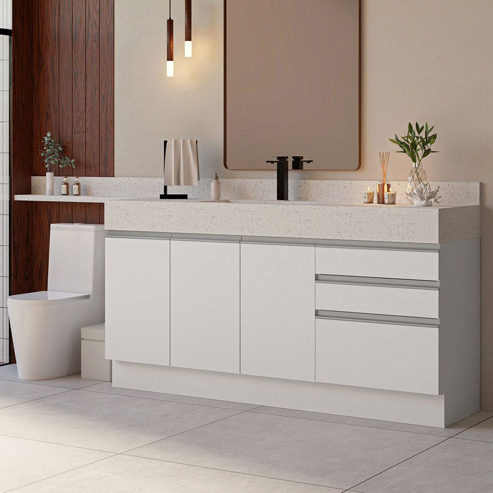 Bajo Mesada para Baño 180 cm 3 Puetas 3 Cajones Blanco Madesa