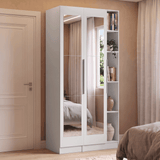 Placard Modular 105 cm 2 Puertas con Espejos y 5 Nichos Blanco Neo Madesa
