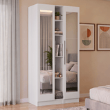 Placard Modular 105 cm 2 Puertas con Espejos y 5 Nichos Blanco Neo Madesa