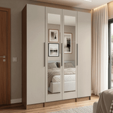 Placard Modular con Espejos 160 cm 4 Puertas Marrón/Crema Neo Madesa