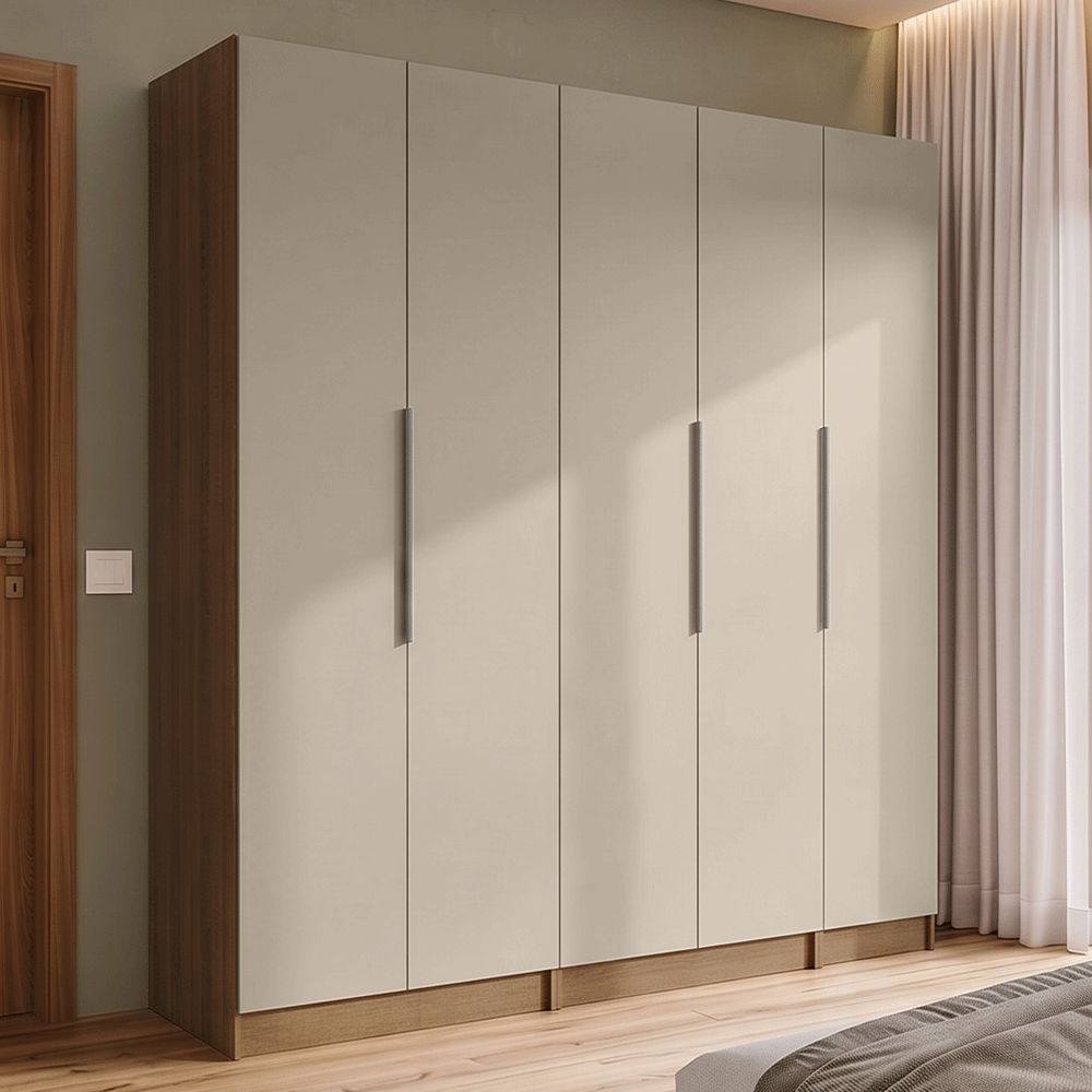 Placard Matrimonial 200 cm 5 Puertas 2 Cajones Marrón/Crema Neo Madesa