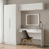 Conjunto de Dormitorio Madesa Neo 220 cm con Placard 2 Puertas, Tocador y 2 Alacenas Blanco