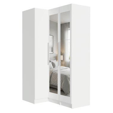 Placard Esquinero Modular 230 cm 3 Puertas con 2 Espejos Blanco Neo Madesa