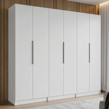 Placard Matrimonial 240 cm 6 Puertas 4 Cajones Blanco Neo Madesa