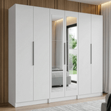 Placard Modular 240 cm 6 Puertas con Espejos 4 Cajones Blanco Neo Madesa 02