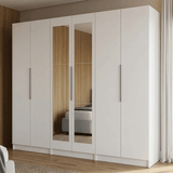 Placard Modular 240 cm 6 Puertas con Espejos 6 Cajones Blanco Neo Madesa 04