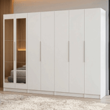 Placard Modular 280 cm 7 Puertas con Espejos 4 Cajones Blanco Neo Madesa 01