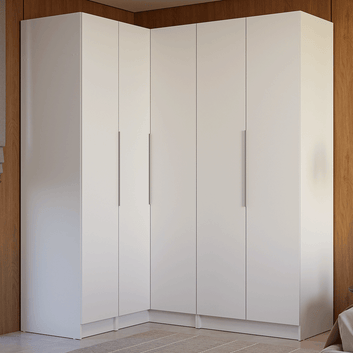 Placard Esquinero Matrimonial 310 cm 5 Puertas 2 Cajones Blanco Neo Madesa