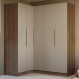 Dormitorio Completo Matrimonial Esquinero 310 cm 5 Puertas 2 Cajones Marrón/Crema Neo Madesa 01