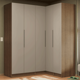 Dormitorio Completo Matrimonial Esquinero 310 cm 5 Puertas 2 Cajones Marrón/Crema Neo Madesa 02
