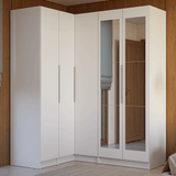 Placard Modular de Esquinero 310 cm 5 Puertas con Espejos 2 Cajones Blanco Neo Madesa 04