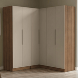 Placard Modular Esquinero 350 cm 6 Puertas 4 Cajones Marrón/Crema Neo Madesa 01
