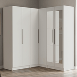 Placard Modular de Esquinero 350 cm 6 Puertas con Espejos 4 Cajones Blanco Neo Madesa 02