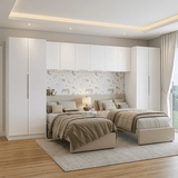 Dormitorio Infantil Madesa Neo Blanco con 2 Placards, 3 Alacenas y 1 Mesa de Luz