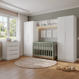 Dormitorio Infantil con 2 Placards Neo 2 Alacenas 1 Cómoda Blanco Madesa 03