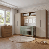 Dormitorio Infantil con 2 Placares Neo 2 Alacenas 1 Cómoda Marrón/Crema Madesa 03