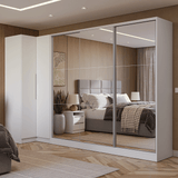 Placard Modulado Neo + Placard Royale Matrimonial 3 Puertas Corredizas con 3 Espejos Blanco