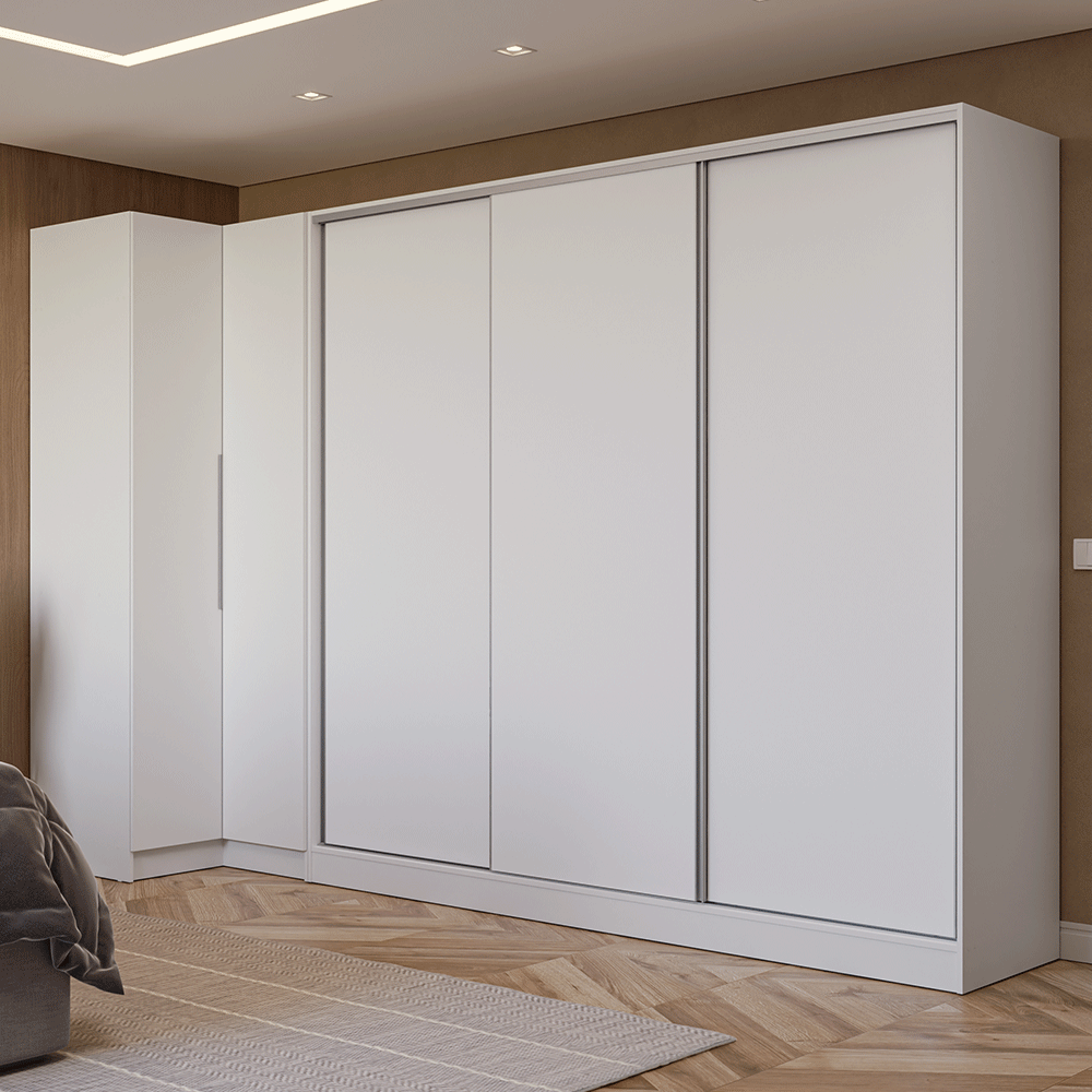 Placard Modulado Neo + Placard Royale Matrimonial 3 Puertas Corredizas Blanco