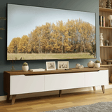 Rack para TV de hasta 80 Pulgadas 180 cm 2 Puertas 1 Cajón Marrón/Blanco Nilo Madesa