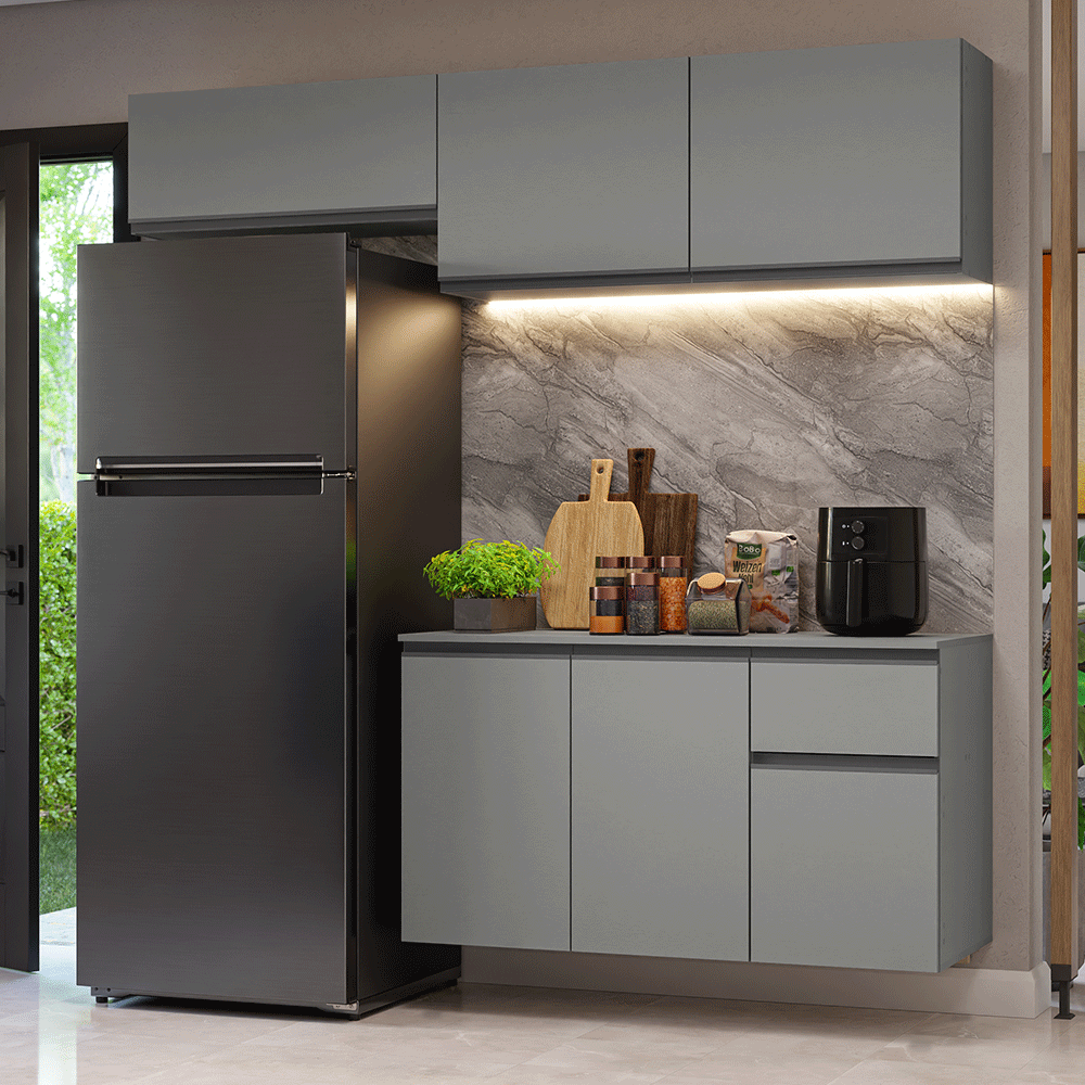 Cocina compacta Flotante 200cm Gris Nice Madesa 04XA