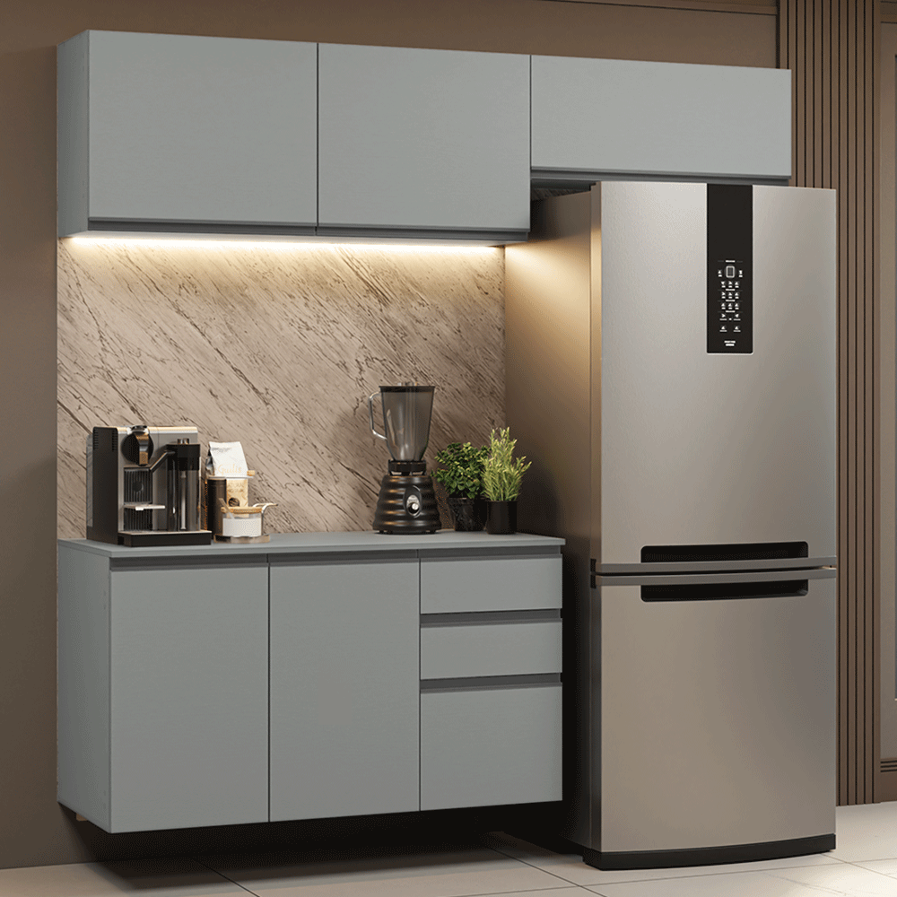 Cocina compacta Flotante 200cm Gris Nice Madesa XA05