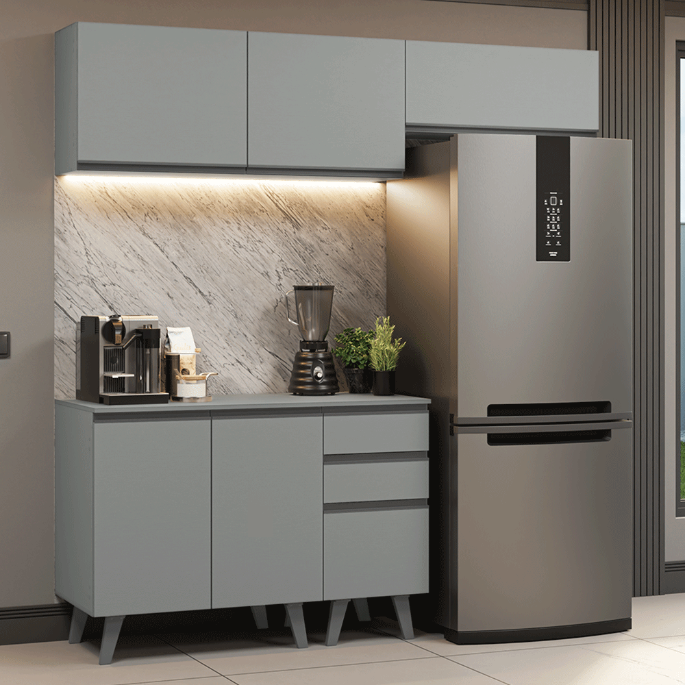 Cocina compacta 200cm Gris Nice Madesa XA06
