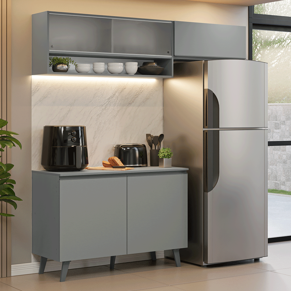 Cocina compacta 200cm Gris Nice Madesa XA09