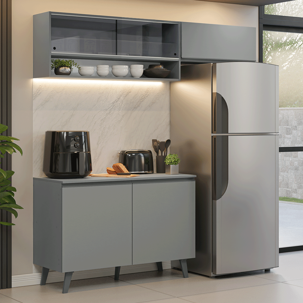 Cocina compacta 200cm Gris Nice Madesa XA10