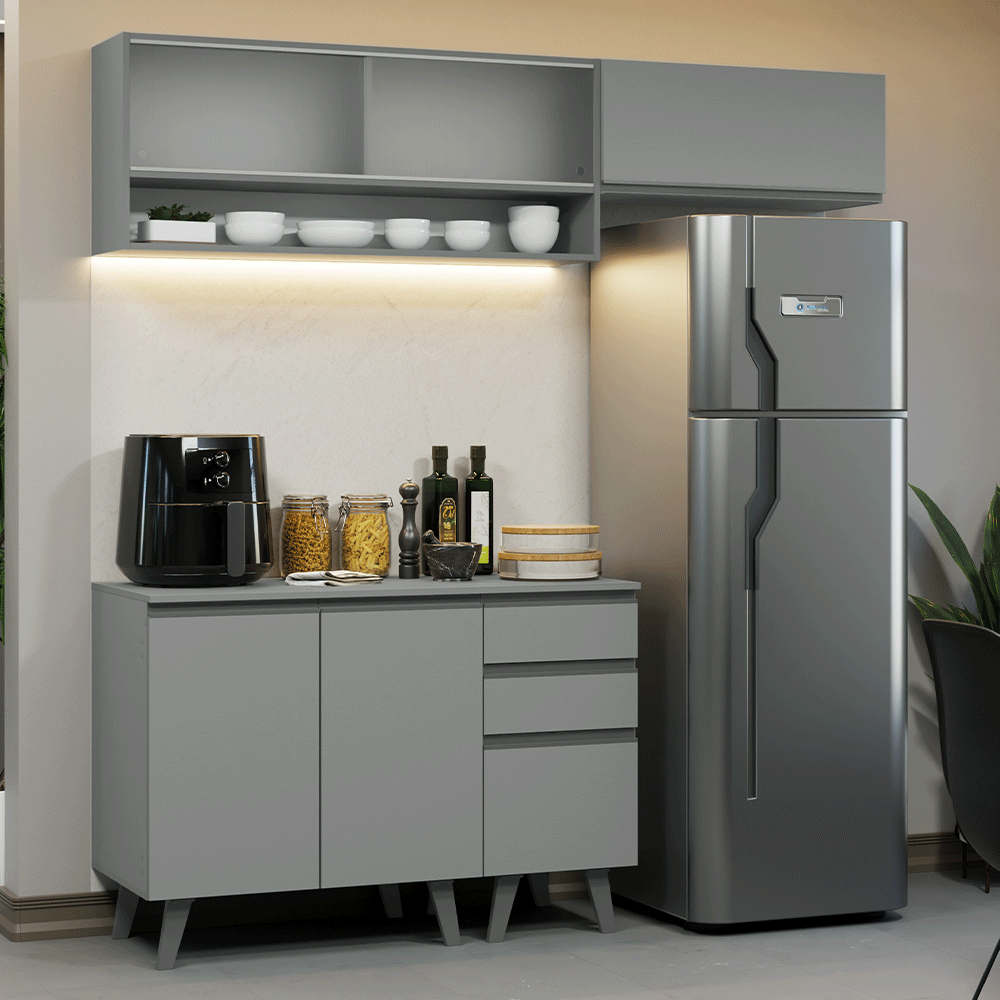 Cocina compacta 200cm Gris Nice Madesa XA13