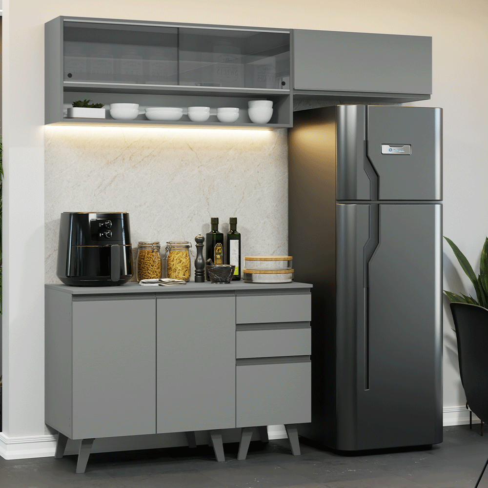 Cocina compacta 200cm Gris Nice Madesa XA14