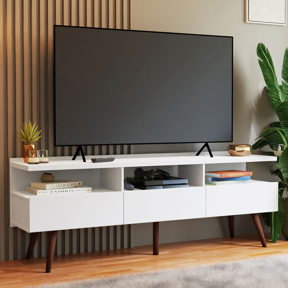 Rack para TV hasta 65 Pulgadas con patas Retro Blanco Londres Madesa