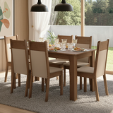 Juego de Comedor con Tapa de Madera 6 Sillas Marrón/Crema/Beige Malta