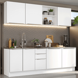 Combo Completo de Cocina 240 x 60 cm Blanco Aterciopelado Lux Madesa 05