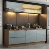 Cocina Compacta 200 x 60 cm Marrón/Gris Lux Madesa 01
