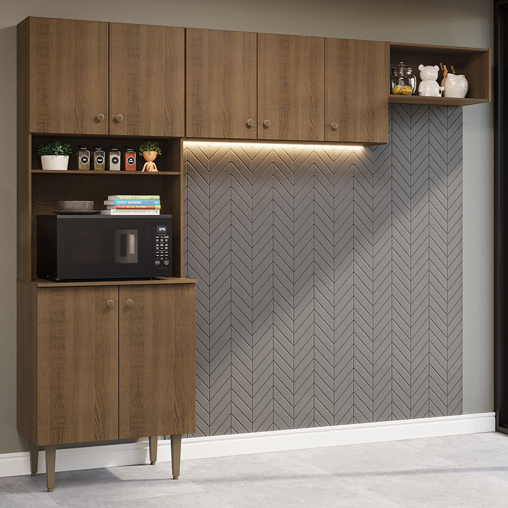 Cocina compacta 235cm Marrón Gourmet Madesa XB03