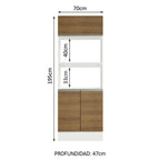 Mueble para Horno y Microondas 70 cm 3 Puertas Blanco/Marrón 100% MDF Smart Madesa