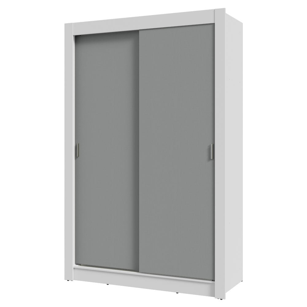 Placard Soltero 2 Puertas Corredizas 4 Cajones Blanco/Gris Vivare Plus