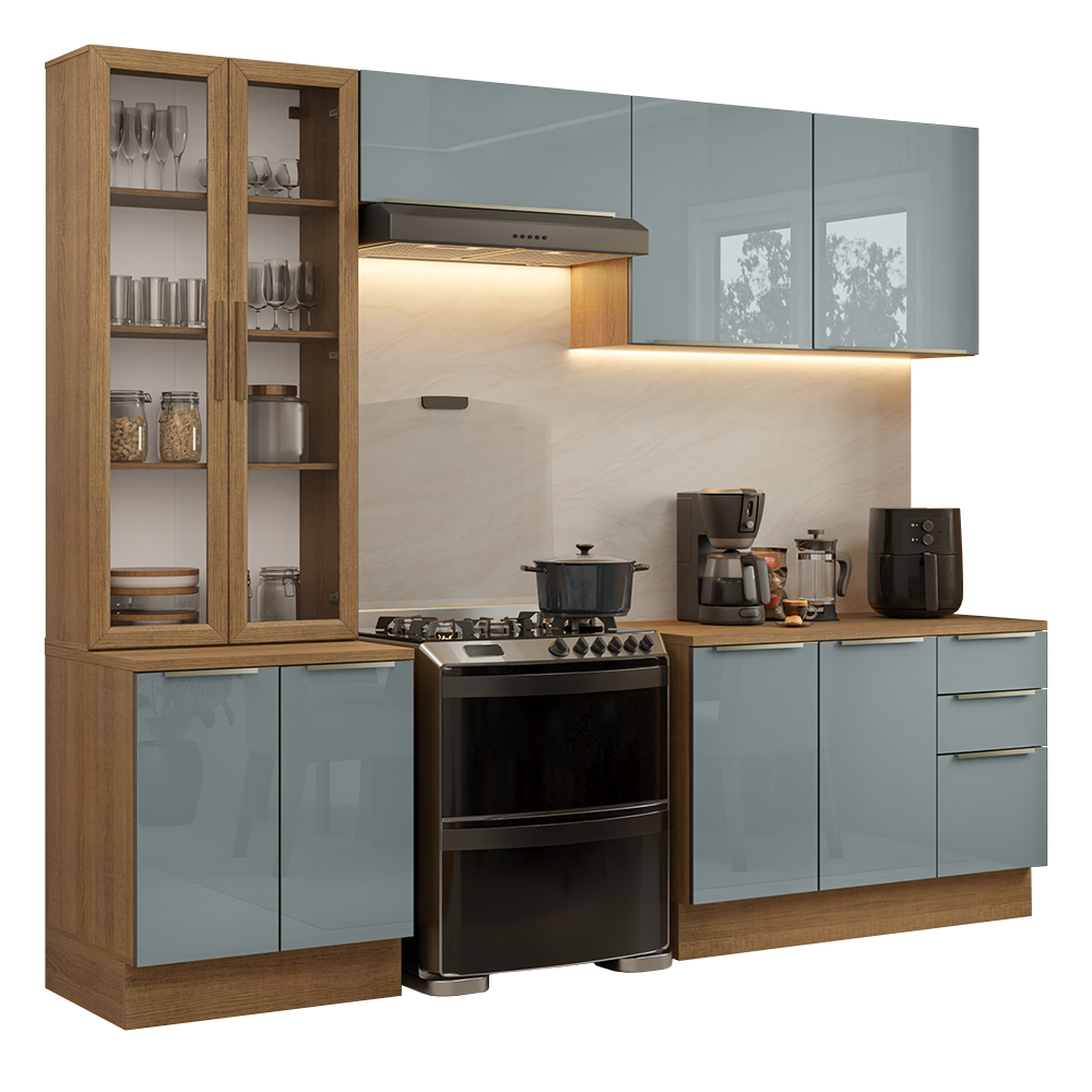 Combo completo de Cocina con Cristalero 270 cm Madesa Lux MG 04