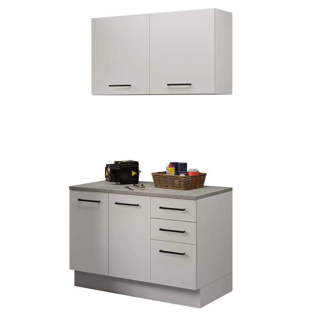Kit con Bajo Mesada y Alacena Multiuso 120 cm Blanco Agata Madesa