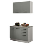 Kit con Bajo Mesada y Alacena Multiuso 120 cm Blanco/Gris Agata Madesa