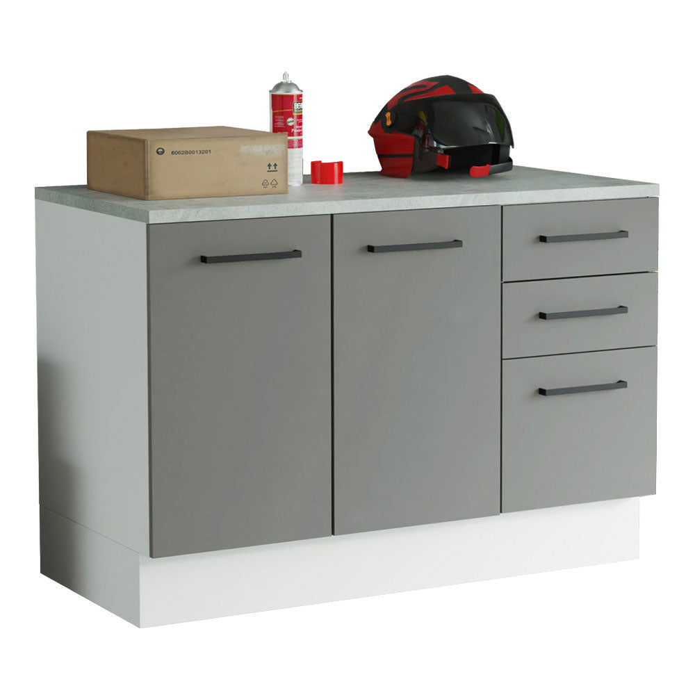 Bajo Mesada Multiuso Garaje 120cm (con Tapa) Blanco/Gris