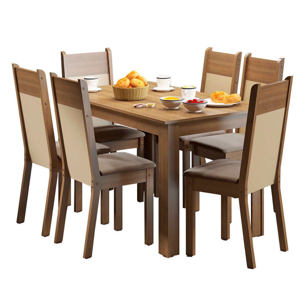 Juego de Comedor Honduras Mesa Rectangular Tapa de Madera con 6 Sillas Madesa